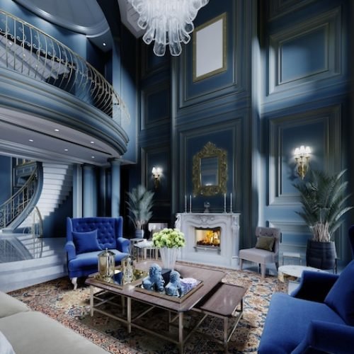 huge-classic-interior-seating-area-with-dark-blue-walls-with-cobalt-armchairs-yellow-sofa-3d-rendering_295714-6685